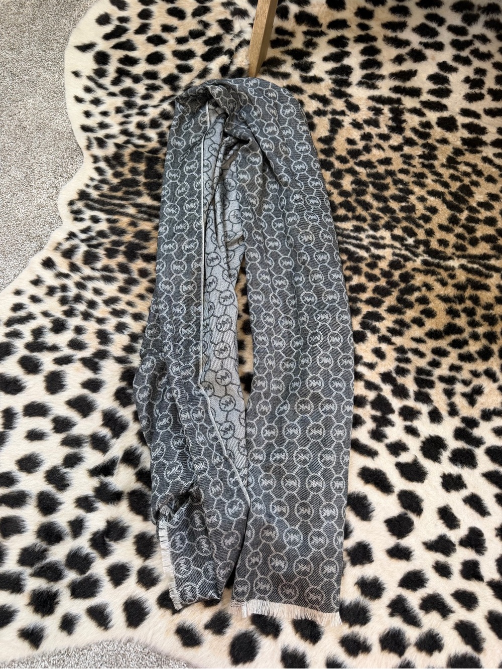 Michael Kors Gray Logo-Print Long Scarf